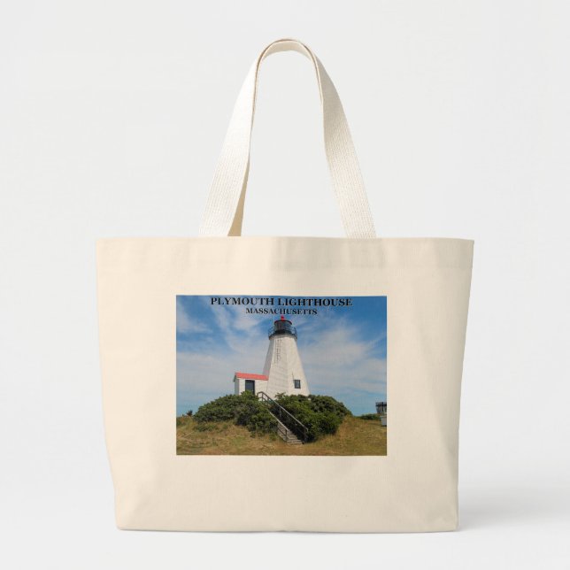 Bolsa Tote Grande Plymouth Lighthouse, "The Gurnet" Massachusetts (Frente)