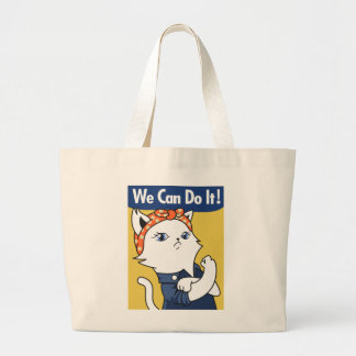 Bolsa Tote Grande Podemos Fazer Isso! Gato Branco Rosie, o Ribeira