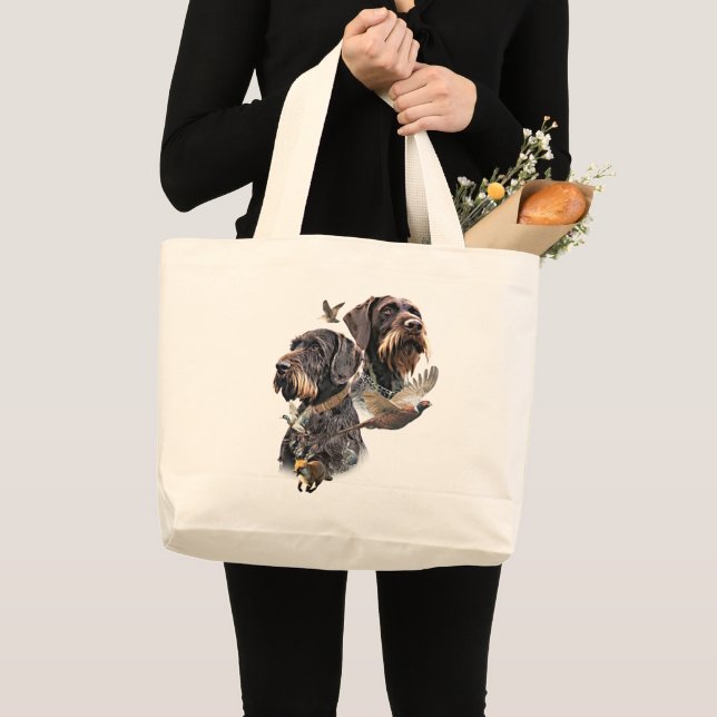 Bolsa Tote Grande Pointer Alemão de Pelo Cabeludo (Frente (produto))