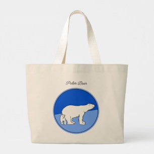 Bolsa Tote Grande Polar Bear Madre e Cub pintando Arte Selvagem