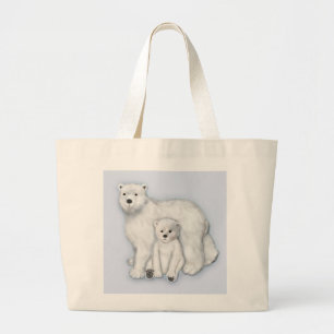 Bolsa Tote Grande Polar Bear Mãe e Cub.