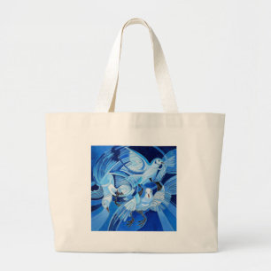 Bolsa Tote Grande Pombos-dorminhoca de azul-ceruliano