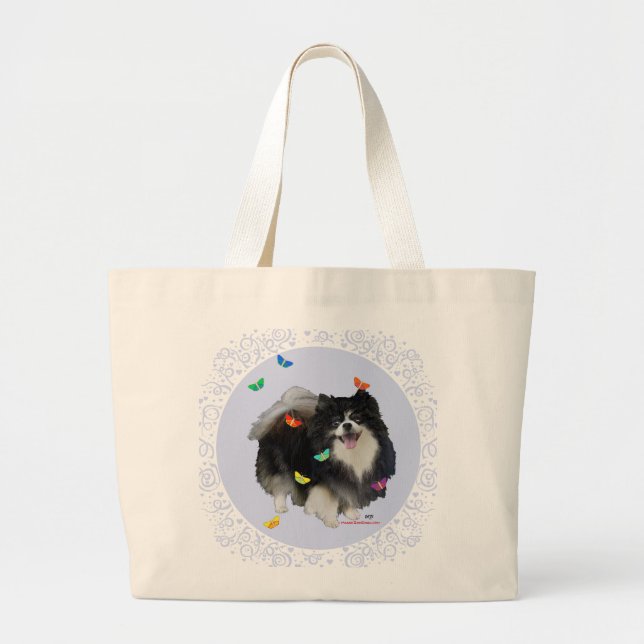 Bolsa Tote Grande Pomerânia com Borboletas (Frente)