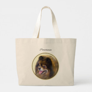 Bolsa Tote Grande Pomerânia Pintura Laranja Aranha Original
