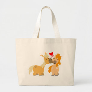 Bolsa Tote Grande Pôneis bonitos dos desenhos animados no saco do