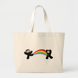 Bolsa Tote Grande Pontapé de Ninja do arco-íris