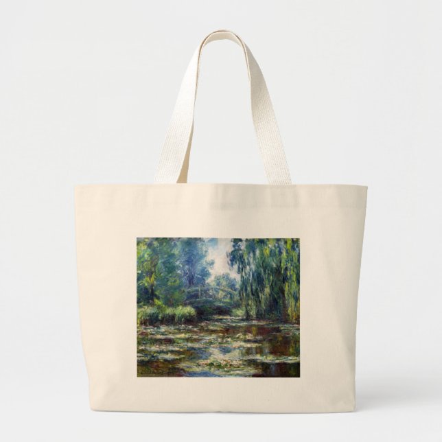 Bolsa Tote Grande Ponte de Claude Monet sobre a lagoa do lírio de (Frente)