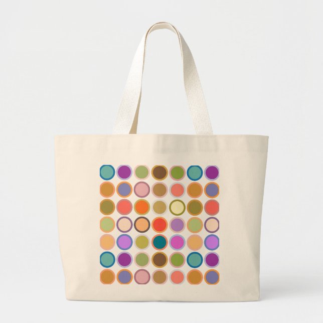 Bolsa Tote Grande Pontos modernos do século médio, várias cores em b (Frente)