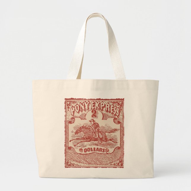Bolsa Tote Grande Pony Express Vintage Stamp (Frente)