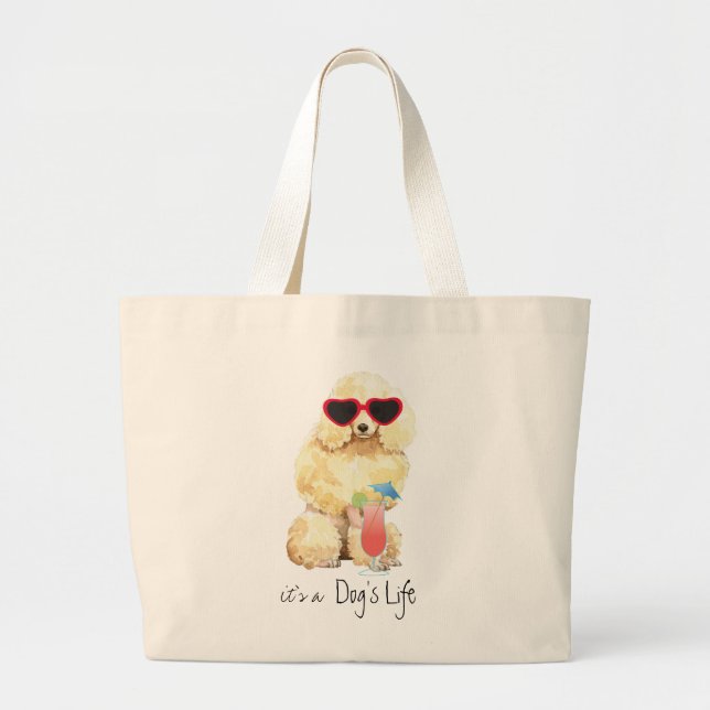 Bolsa Tote Grande Poodle Miniatura de Verão (Frente)