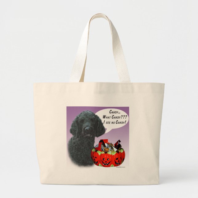 Bolsa Tote Grande Poodle (preto) Halloween Candy (Frente)