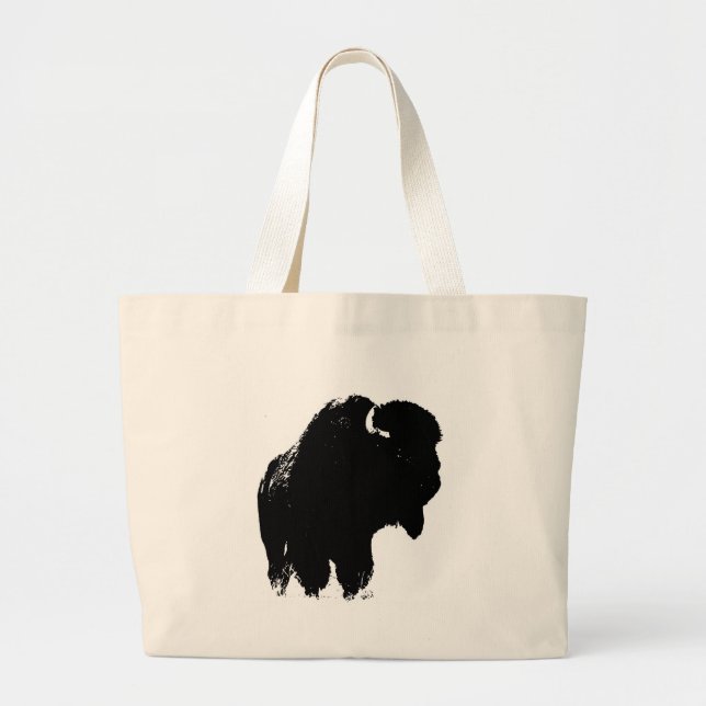 Bolsa Tote Grande Pop Art Buffalo Bison Silhouette (Frente)