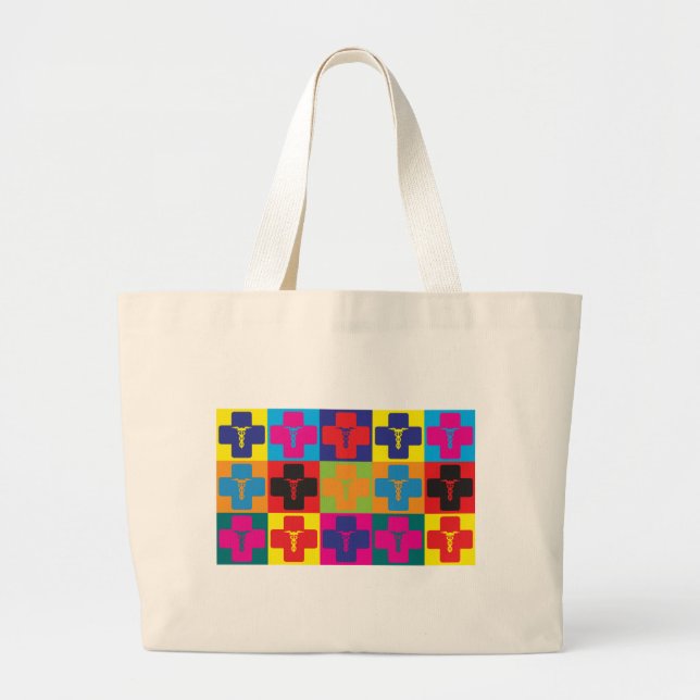 Bolsa Tote Grande Pop art da medicina (Frente)