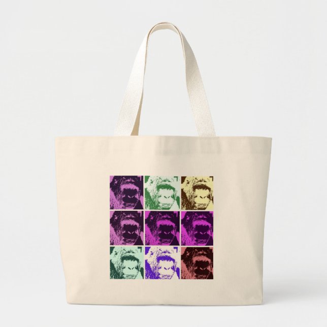 Bolsa Tote Grande Pop Art Gorilla Faces (Frente)