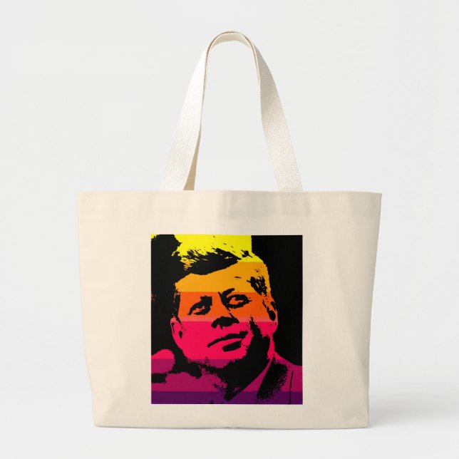 Bolsa Tote Grande Pop Art Jack JFK John F. Kennedy (Frente)