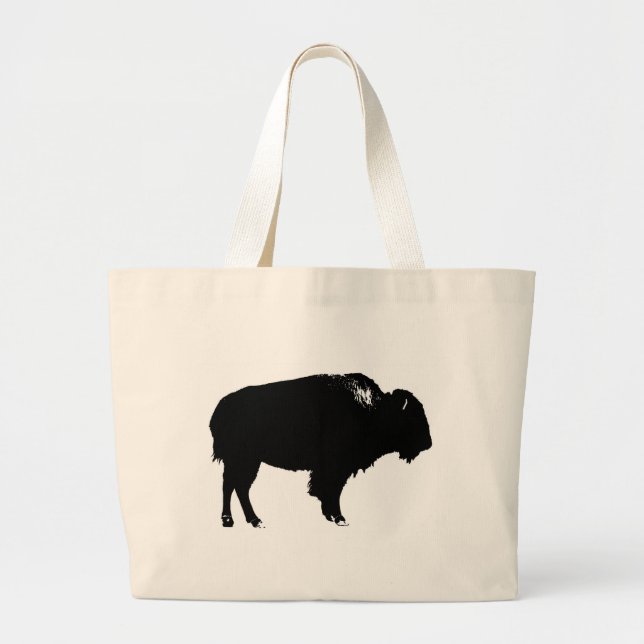 Bolsa Tote Grande Pop de Arte de Bison Bison Branco e Preto (Frente)