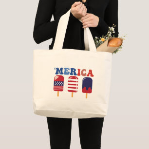 Bolsa Tote Grande Popsicle Merica Independência Dia 4 de julho
