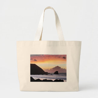 Bolsa Tote Grande Por do sol da praia de Rockaway