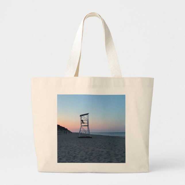 Bolsa Tote Grande Pôr do sol na praia de Cape Cod (Frente)