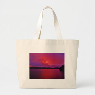 Bolsa Tote Grande pôr do sol roxo, rosa quente, no lago Arrohead