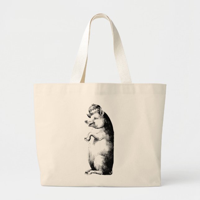 Bolsa Tote Grande Porco Engraçado e Comum na Sacola de Tote (Frente)