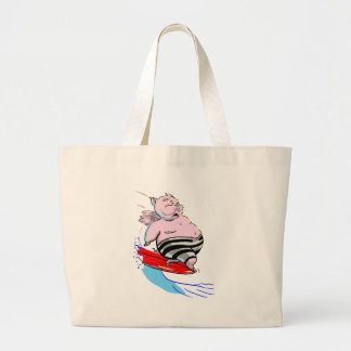 Bolsa Tote Grande porco surfando