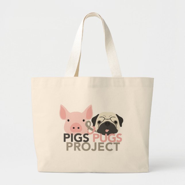 Bolsa Tote Grande Porcos & sacola do projeto dos Pugs (Frente)