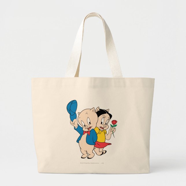 Bolsa Tote Grande Porky Pig e Petunia (Frente)