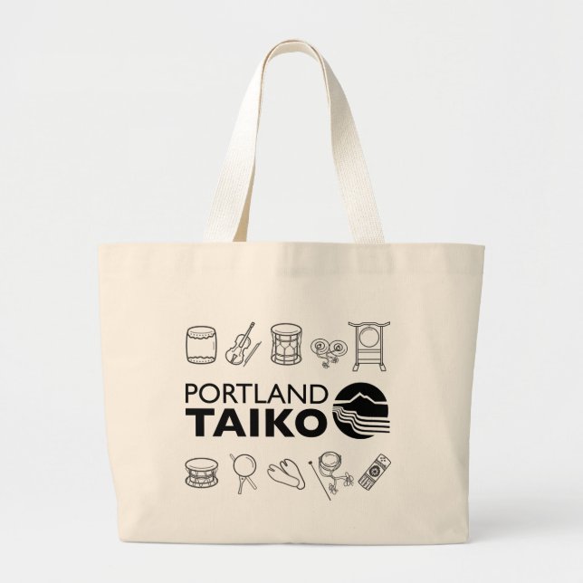 Bolsa Tote Grande Portland Taiko Line Art Tote Bag (Frente)