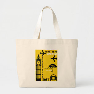 Bolsa Tote Grande Poster da linha aérea retrorreflectora nostálgica