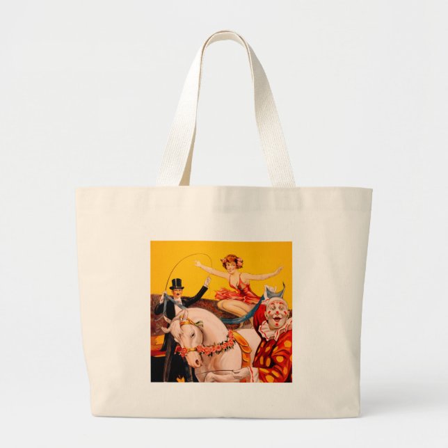 Bolsa Tote Grande Poster de executor do Circus Colortivo Vintage (Frente)