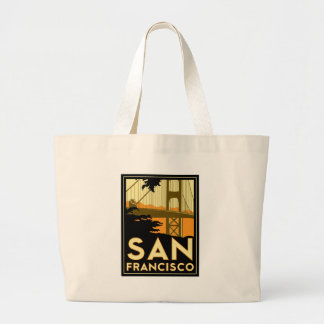 Bolsa Tote Grande Poster de viagens do art deco de San Francisco