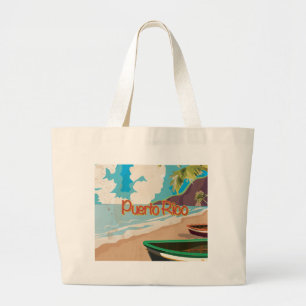 Bolsa Tote Grande Poster Viagens vintage Porto Rico