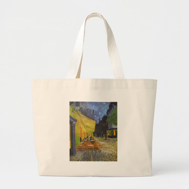 Bolsa Tote Grande Posto Impressionista Van Gogh Cafe Terrace (Frente)