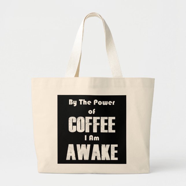Bolsa Tote Grande Potência do café (em branco) (Frente)