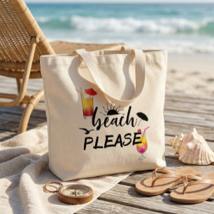 Bolsa Tote Grande Praia Por Favor Dito Engraçado Coquetel Verão