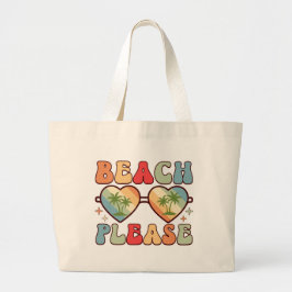 Bolsa Tote Grande Praia Retro Por Favor Óculos de Sol Palmeiras Pôr