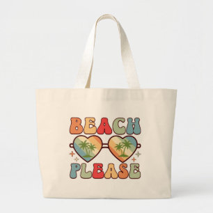 Bolsa Tote Grande Praia Retro Por Favor Óculos de Sol Palmeiras Pôr
