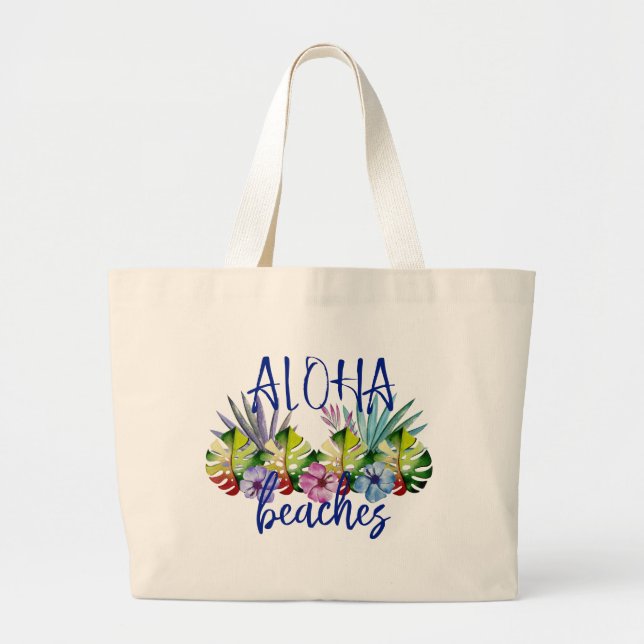 Bolsa Tote Grande Praias de Aloha Verão Tropical Havaiano (Frente)