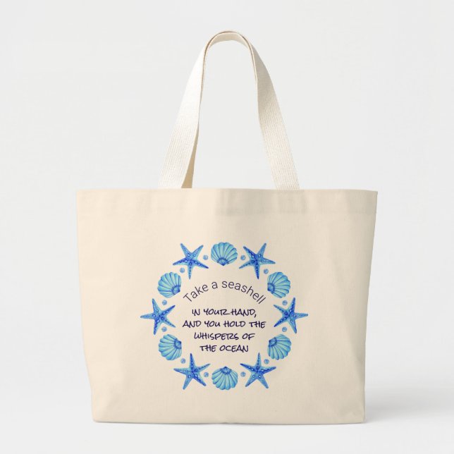 Bolsa Tote Grande Prateleiras do Mar Azul e Praia do Starfish (Frente)