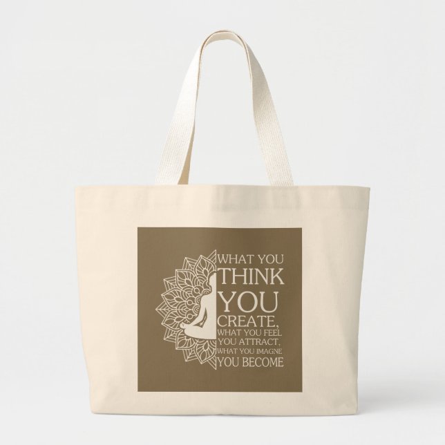 Bolsa Tote Grande Prática de Meditação Yoga Pose Lotus Namaste Zen (Frente)