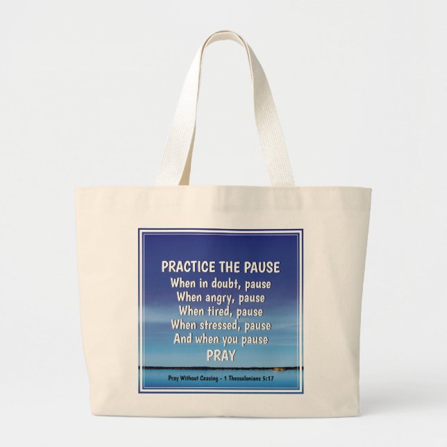 Bolsa Tote Grande PRATIQUE A PAUSA Azul Inspirador Pacífico (Frente)