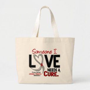 Bolsa Tote Grande PRECISA t-shirt & presentes de um DIABETES JUVENIL