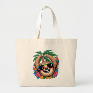 Bolsa Tote Grande Preguiça Tropical Kawaii – Vibrações Agradáveis de