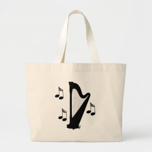 Bolsa Tote Grande Presente da música da harpa da silhueta