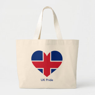Bolsa Tote Grande Presente de Amor Coração Bandeira do Reino Unido