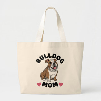 Bolsa Tote Grande Presente de Mãe de Bulldog Fofo Amor por Cachorro 