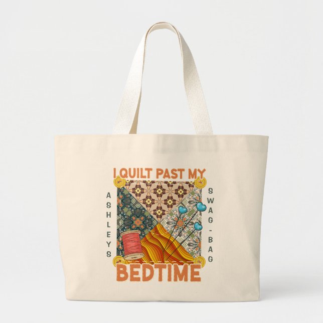 Bolsa Tote Grande Presente Divertido para Quilters (Frente)