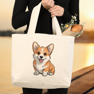 Bolsa Tote Grande Presente para Mãe de Corgi Fofa Adoradora de Cacho