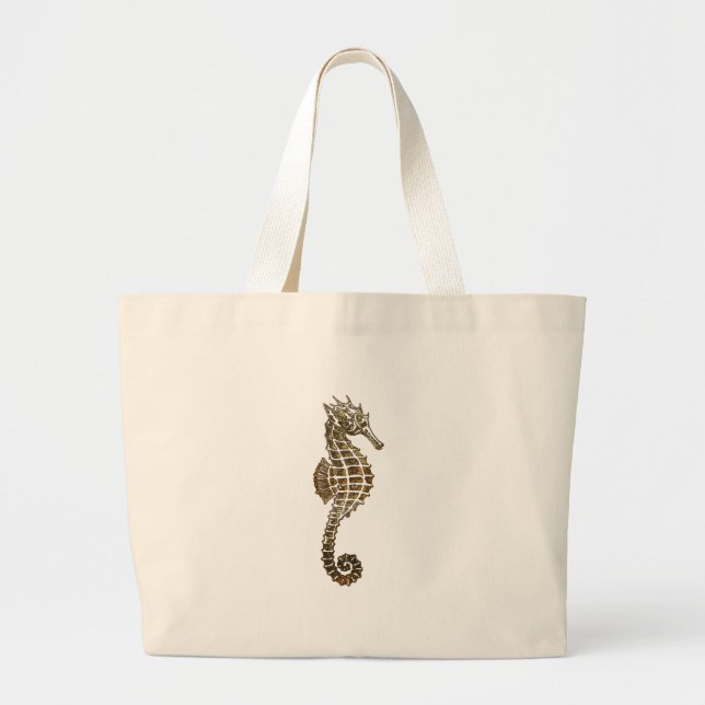 Bolsa Tote Grande Presente para o meio marinho de cavalos do mar em  (Frente)
